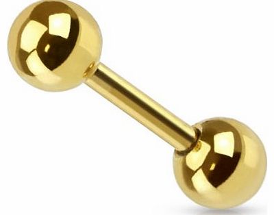 Gekko Body Jewellery Titanium Anodised 1.2mm (16 Gauge) Gold Cartilage Bar / Barbell - 6mm bar