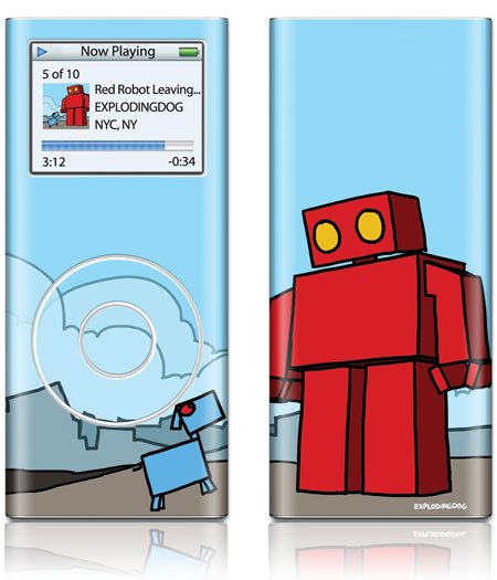 GelaSkins iPod New 2nd Gen Nano GelaSkin Red Robot Leaving