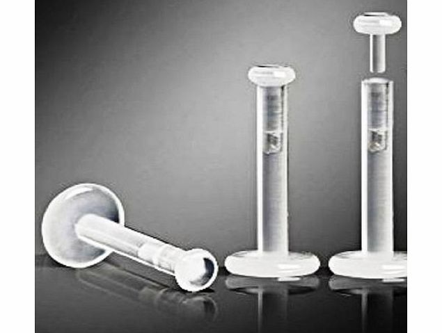 Gemini body jewellery Pack of 10 Clear Bio Flexible Push Fit Lip Labret Retainers 16G (1.2mm x 10mm)