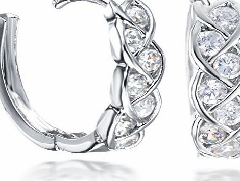 Gemini Womens Jewelry White Gold Filled Infinity Knot Small Hoop CZ Diamonds Earrings Valentines Day Gm072 1.7cm
