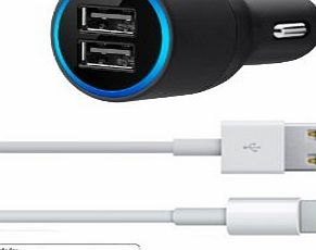 Iphone 6 and Iphone 6 Plus dual usb car charger with new and latest lightning lead to charge your Apple Iphone 5, Iphone 5s, Iphone 5c plus any other Apple or any android device you have the us