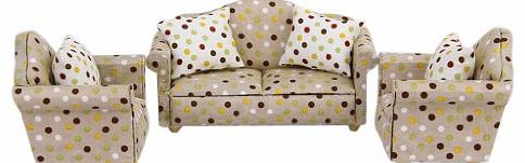 1/12 Scale Dollhouse Furniture Seat Sofa and Cushion Set- Spots Patterns