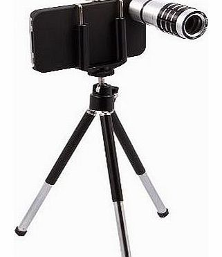 Generic 10x Aluminum Zoom Fixed Lens Camera with Tripod Case for iPhone 4 4S