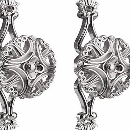 Generic 2pcs Flower Pattern Vintage Alloy Curtain Drapery Holdbacks Tiebacks Tie Back Hooks (Silver)