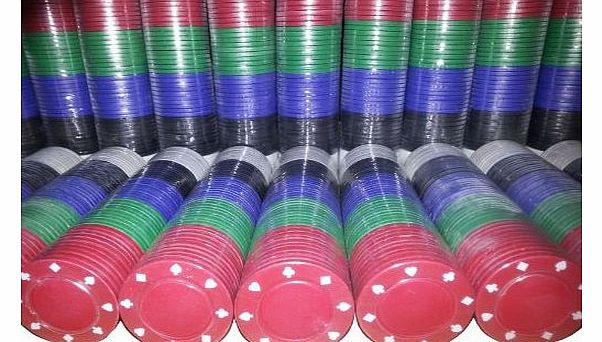 300 x POKER ROULETTE CASINO CHIPS - SUITED DESIGNS IN 5 COLOURS