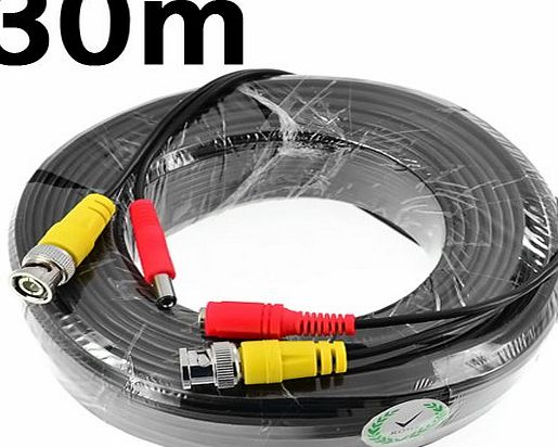 Generic 30M / 98.4 Feet BNC Video Power Cable For CCTV Camera DVR Security System (30M)