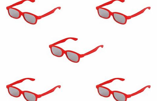 5 Pairs of Passive Circular Polarized Lens 3D Glasses for Children (Red)