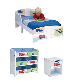 Generic Boys Toddler Bed   Bedside Table   6 Bin
