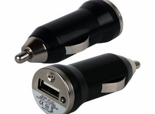Generic Bullet USB Compact Travel Adapter In Car Charger For Apple iPhone 5, 4S, 4, 3, 3S - Black