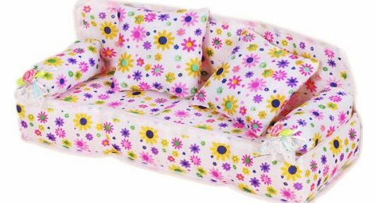Dollhouse Miniature Furniture Flower Print Sofa Couch