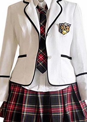Generic Japan School Uniform girls Dress Cosplay Costume Anime long sleeve Suit coat Shirt with Pleated Skirt (S, CC34-2)