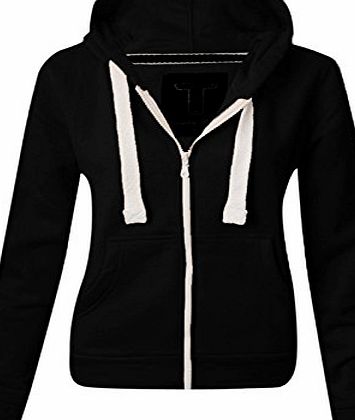 Generic Ladies New Plain Casual Long Sleeve Pocket Hoody Top Womens Fixed Hood Stretch Front Zip Contrast Drawstring Detail Basic Hooded Jacket WOMENS PLAIN HOODIE LADIES HOODED ZIP ZIPPER TOP SWEAT SHIRT JAC
