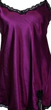 Generic Ladies Short Satin amp; Lace Chemise Purple/Flirt Size 10,12,14,16,18,20,22 (12)