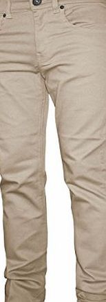 Generic MENS CHINO JEANS SLIM FIT STRAIGHT LEG BOTTOMS TROUSERS DESIGNER COTTON PANTS[Sand,26`` Waist,30`` Leg]