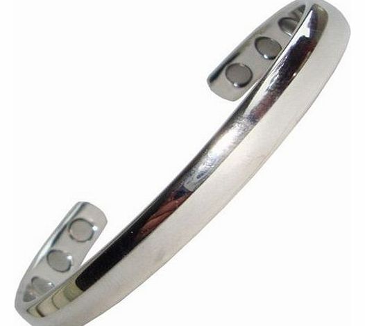 Mens or Womens Plain Finish Magnetic Bracelets (Silver)