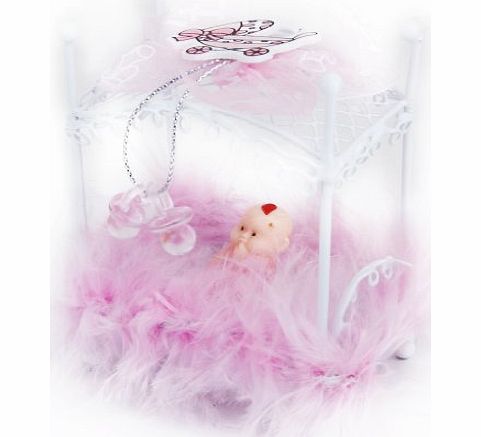 Generic Miniature Baby-Bed-Pattern Earrings Ring Jewelry Display Holder Organizer Rack---Pink