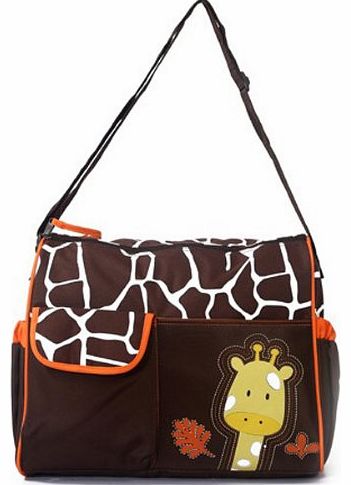 Generic Multifunctional Mummy Handbag Baby Diaper Nappy Changing Bag---Orange Giraffe Pattern