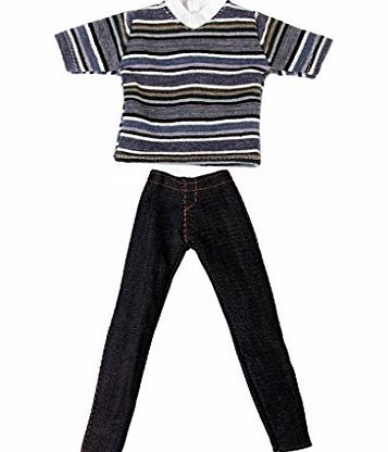 Generic Prince Doll Suit Clothes Casual Clothing Stripped T-Shirt And Jean Pants