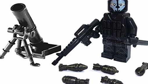 Generic SOLDIER MINIFIGURE MINI ACTION FIGURE WITH MORTAR IN GHOSTS MASK AND EQUIPMENT