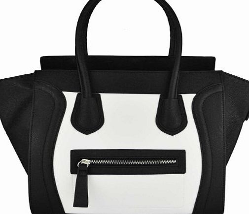 Generic Womens Tote Bags Smile Handbags Designer Leather Style Celebrity Shoulder Bags (Black amp; White Smile)