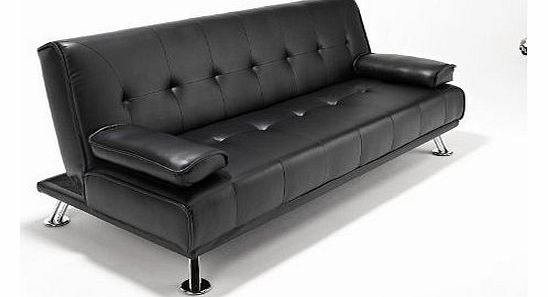 Faux Leather Sofabed Futon Sofa Bed With Chrome Feet by SOUTHERN SOFA BEDS (black)