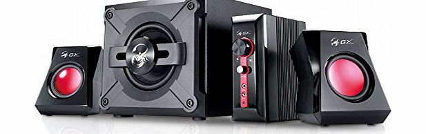 Genius GX Gaming SW-G2.1 1250 - 38W 2.1 Channel Gaming Speaker System, Wooden Cabinet Subwoofer with Rich and Deep Bass