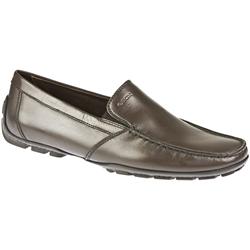 Geox Male MONET Leather Upper Leather Lining in Black, Coffee