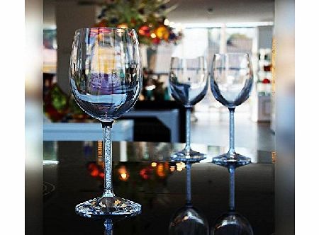 Wine Glass, Collection ``Crystal Diamonds`` 220 ml, glass transparent with white rhinestones, unique modern style (GERMAN CRYSTAL powered by CRISTALICA)