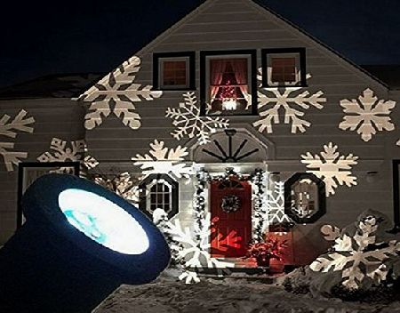 GESIMEI LED Flood Lights Indoor/Outdoor Moving White Snowflake Landscape Projector Lamp Christmas Tree Garden Patio Stage House Decoration