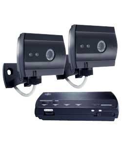 Black and White Twin CCTV Camera System