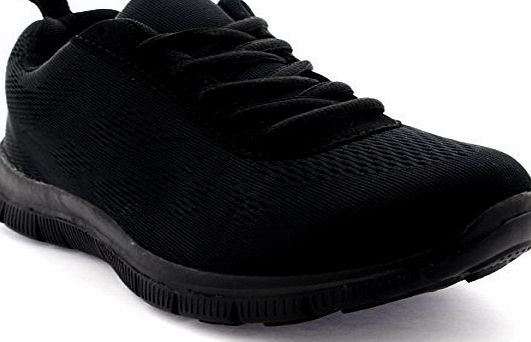 Get Fit Womens Get Fit Mesh Go Running Trainers Athletic Walk Gym Shoes Sport Run - Black/Black - 7