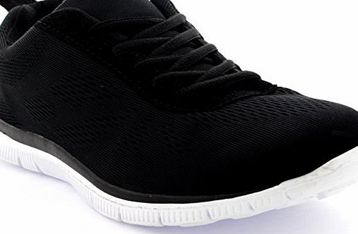 Get Fit Womens Get Fit Mesh Running Trainers Athletic Walk Gym Shoes Sport Run - Black/White - 7