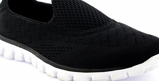 Get Fit Womens Get Fit Mesh Walking Trainers Athletic Walk Gym Shoes Sport Run - Black/White - 5
