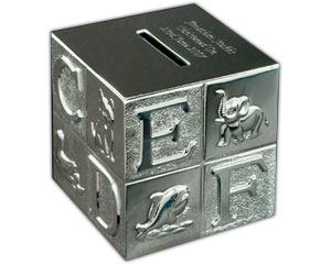 Getting Personal Engraved Baby ABC Cube Money Box