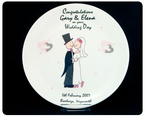 Getting Personal Wedding Cartoon Plate