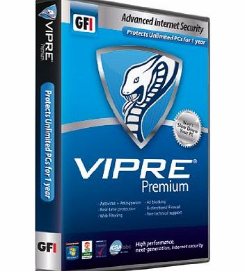 GFI Software Vipre Premium, Advanced Internet Security, Unlimited Home PCs, 1 Year (PC)