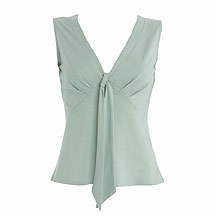 Gharani Strok Green tie front jersey top