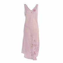 Gharani Strok Pink linen embroidered dress