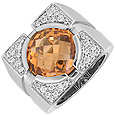 Gianni Versace Character - Citrine and Diamonds White Gold Ring