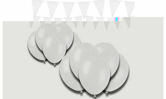 Giant Bunting and Balloon Set - White