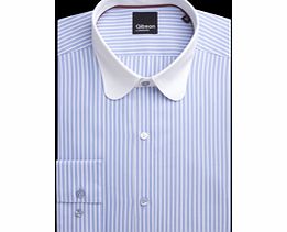 Gibson Blue Stripe Shirt With Penny Round Collar