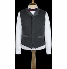 Gibson Dark Grey Herringbone Waistcoat 40S Dark