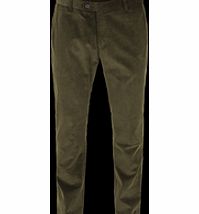Gibson Dark Olive Cord Plain Front Trouser 32L