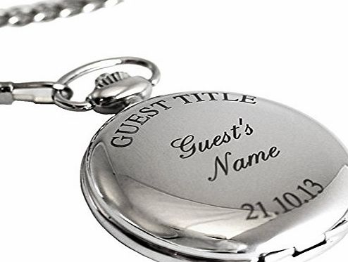 Personalised Silver Finish Pocket Watch, Chain and Box - FREE ENGRAVING - Perfect for Groom, Best Man, Father, Wedding Favour, Valentines Day, Birthday