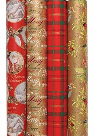 20m CHRISTMAS GIFT WRAPPING PAPER 4x5m ROLL TRADITIONAL ELEGANT DESIGNS