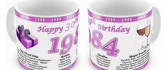 GIFT MUGS 30th Birthday Year You Were Born Gift Mug - Pink - 1984