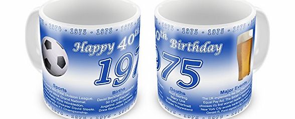 GIFT MUGS 40th Birthday Year You Were Born Gift Mug - Blue - 1975