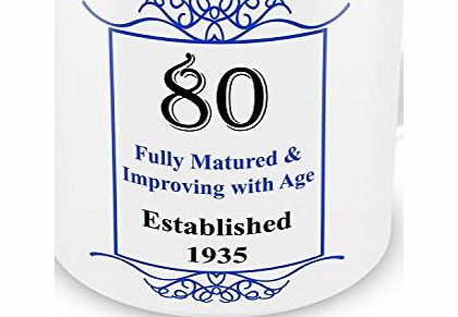 80th Birthday Established 1935 Year Mug - Blue