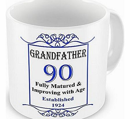 GIFT MUGS GRANDFATHER 90th Birthday Established 1924 Year Mug - Blue
