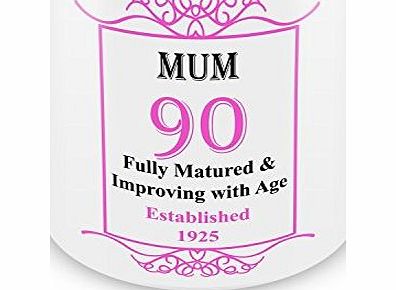 GIFT MUGS MUM 90th Birthday Established 1925 Year Mug - Pink